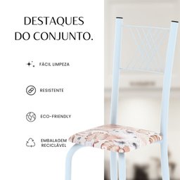 Conjunto de Mesa Tubular 70x70cm Tampo em Mdf 4 Cadeiras Sara - 13