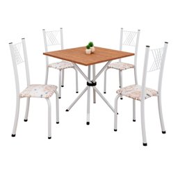 Conjunto de Mesa Tubular 70x70cm Tampo em Mdf 4 Cadeiras Sara - 2