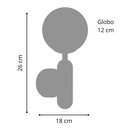 Ver imagem 3 de Arandela de Parede Dourado Mate Globo Vidro Retro 18X26cm G9