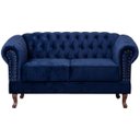 Ver imagem 3 de Namoradeira Chesterfield Duque 2 Lugares em Veludo:Veludo Azul Marinho