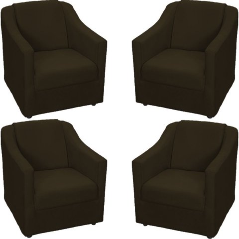 Kit 4 Poltronas Decorativas para Sala Recepção Consultório Manicure Cadeira Mila Suede