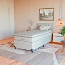 Ver imagem 1 de Cama Box Solteiro + Colchão Paris Molas Ensacadas Branco Couro Branco/branco