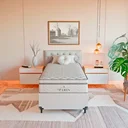 Ver imagem 2 de Cama Box Solteiro + Colchão Paris Molas Ensacadas Branco Couro Branco/branco