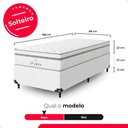 Ver imagem 4 de Cama Box Solteiro + Colchão Paris Molas Ensacadas Branco Couro Branco/branco