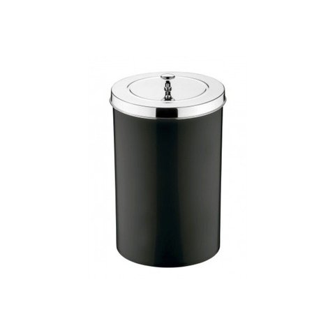 Lixeira com Tampa 8 Litros - Preto/Cromado Future