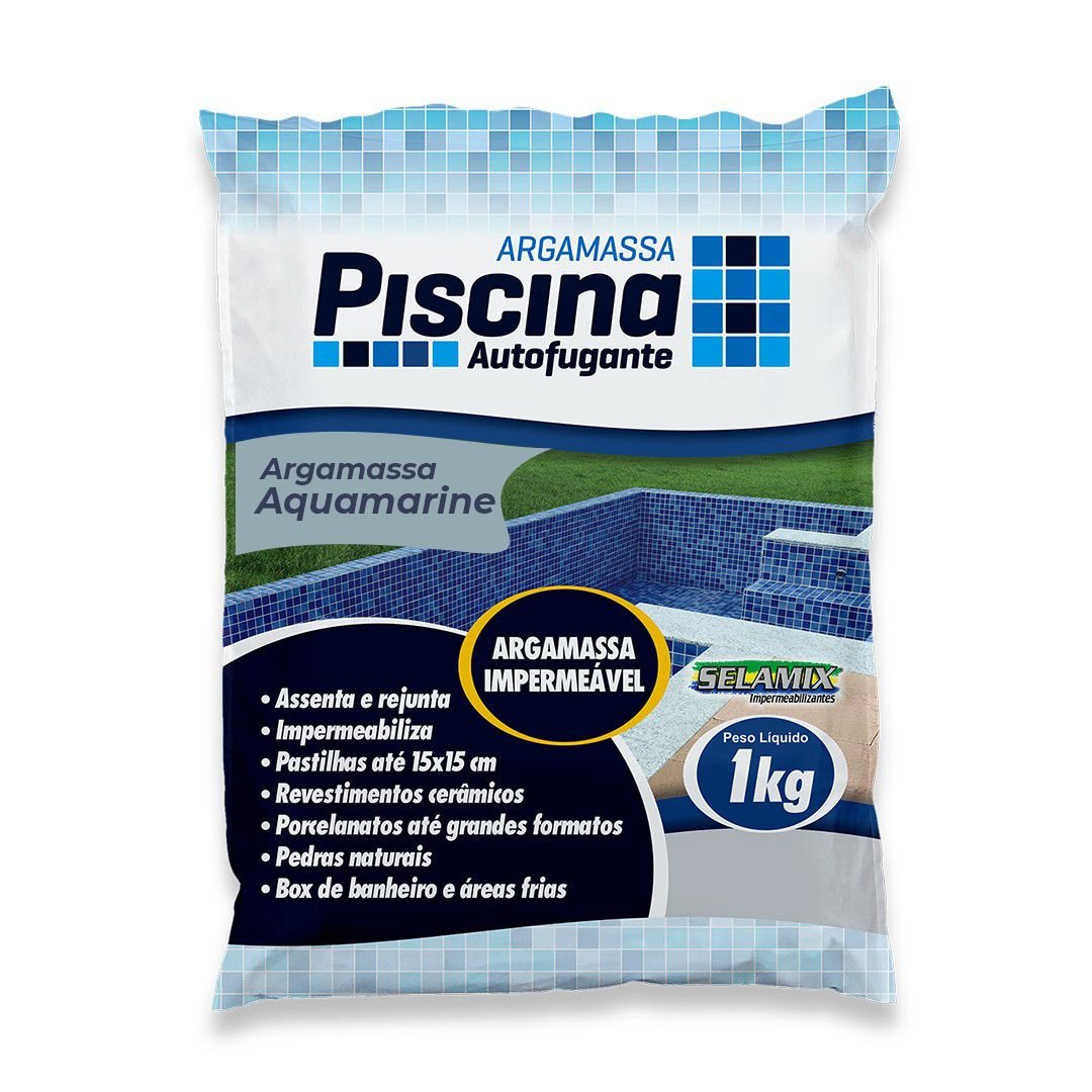 Argamassa Piscina Aut. Impermeável Cor Aquamarine 1kg