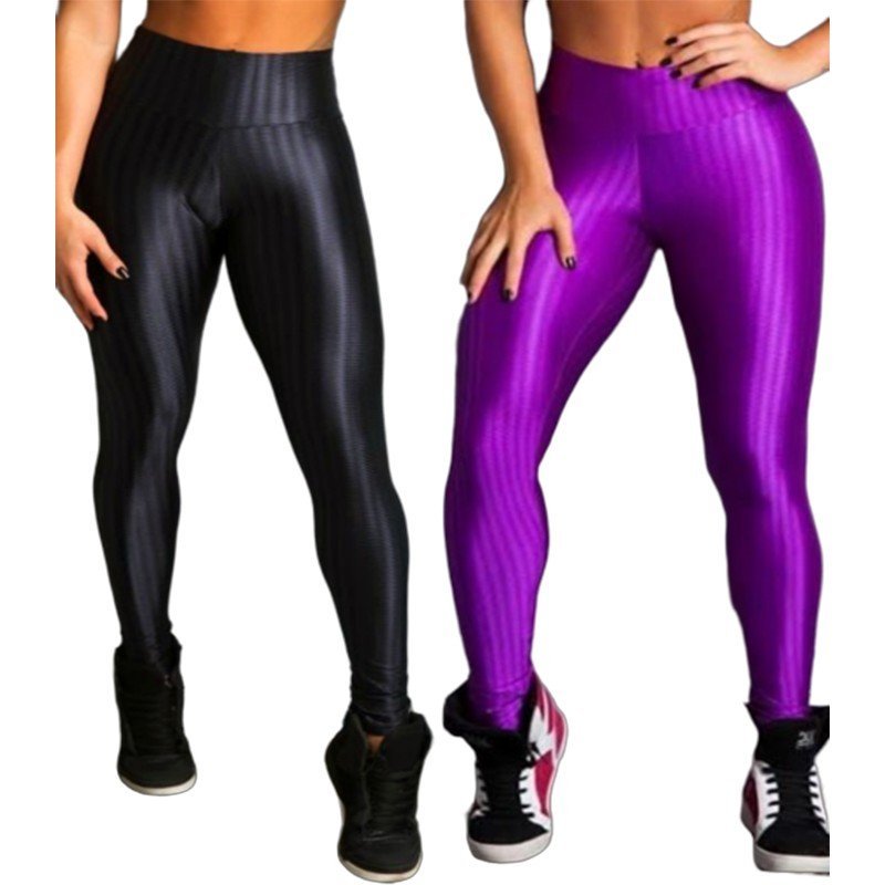Calça Legging Feminina Fitness Academia 3d Poliamida - Várias Cores Cor:Preta;Tamanho:M - 1