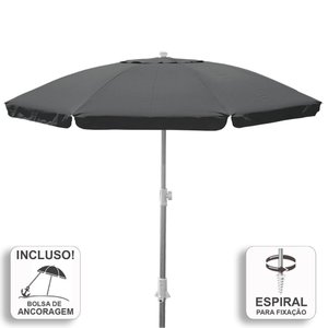 Guarda-sol Zaka Alumínio 2.5 Metros Cinza Grande Reforçado com Espiral