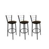 Kit 3 Banqueta Alta Preta Cozinha Gourmet Americana Balcão:marrom - 1