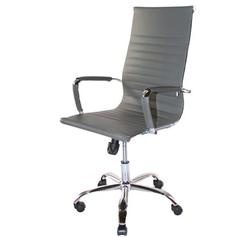 Cadeira Presidente Charles Eames Esteirinha Couro Pu 11P:Cinza