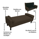 Ver imagem 5 de Recamier Baú Fênix para Cama Solteiro 90cm Suede Marrom - Incasa Decor