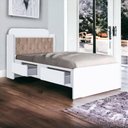 Ver imagem 1 de Cama Tamires Branco com Capitonê Bege e Colchão