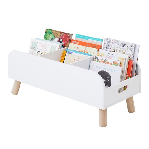 Porta Livros Revisteiro Infantil De Chão c/ pé palito - Montessori - 60cm:Branco