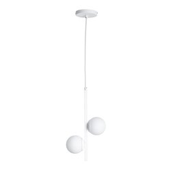Lustre Pendente Jabuticaba /2 Globo de Vidro - Branco - 1