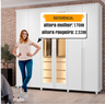 Guarda-Roupa Casal 6 Portas com LED e Vidro Reflecta 5 Gavetas Bélgica - 12