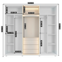 Ver imagem 2 de Guarda-Roupa Casal 6 Portas com LED e Vidro Reflecta 5 Gavetas Bélgica