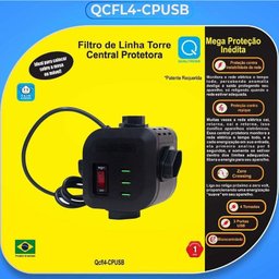 Filtro de Linha 1,20m Torre 4 Tomadas + 3 Usb Qualitronix - 5