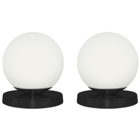 Kit 2 Luminárias de mesa Globo Orby Preto Base Redonda