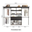 Ver imagem 4 de Closet Aberto Modulado para Casal 285cm Eminence Preto