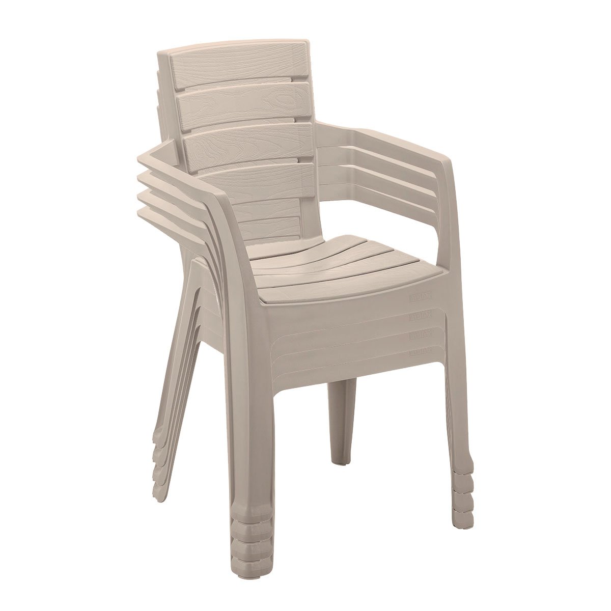 Conjunto 04 Cadeiras Plástica com Braços Baru - Bege - 1