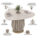 Ver imagem 4 de Mesa de Jantar 6 Lugares Orgânica Tampo com Vidro 136cm Merisi D05 Off White - Lyam Decor