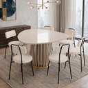 Ver imagem 3 de Mesa de Jantar 6 Lugares Orgânica Tampo com Vidro 136cm Merisi D05 Off White - Lyam Decor