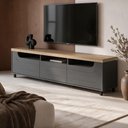 Ver imagem 1 de Rack para Sala de Estar TV 75 pol 200cm 2 Portas 1 Gaveta Solar A05 Carvalho Grafite - Lyam Decor