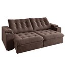 Ver imagem 1 de Sofá Retrátil e Reclinável 3 Lugares 2,30m com Porta Copos Veludo New Coliseu Selmer Marrom