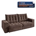 Ver imagem 6 de Sofá Retrátil e Reclinável 3 Lugares 2,30m com Porta Copos Veludo New Coliseu Selmer Marrom