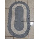 Ver imagem 2 de Tapete Crochê Oval Sala Quarto Cozinha Branco Azul 60x40