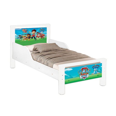 Cama Infantil Meli Mini com Pés de Madeira Estampa Patrulha Canina para Criança - Patrulha Canina