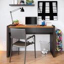 Ver imagem 1 de Escrivaninha Smart 1 Gaveta 120cm Colibri Preto E Noce Milano