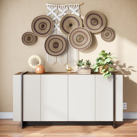 Buffet Copacabana 4 Portas 160cm Off White/Nogueira