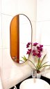 Ver imagem 1 de Espelho Decorativo Adnet Oval Orgânico 50x80 Cm + Pendurador:caramelo