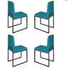 Conjunto Quatro Cadeiras Sala Jantar Barcelona Base Preta:azul Turquesa - 1