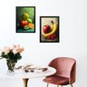Kit 2 Quadros Cozinha - Arte Frutas 45x34cm:moldura Preta - 1
