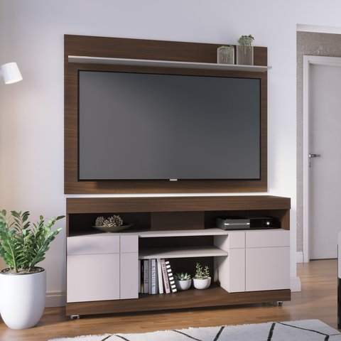 Rack com Painel para TV até 55 Polegadas 136CMX169CM 2 Portas Yara Maia Marrom