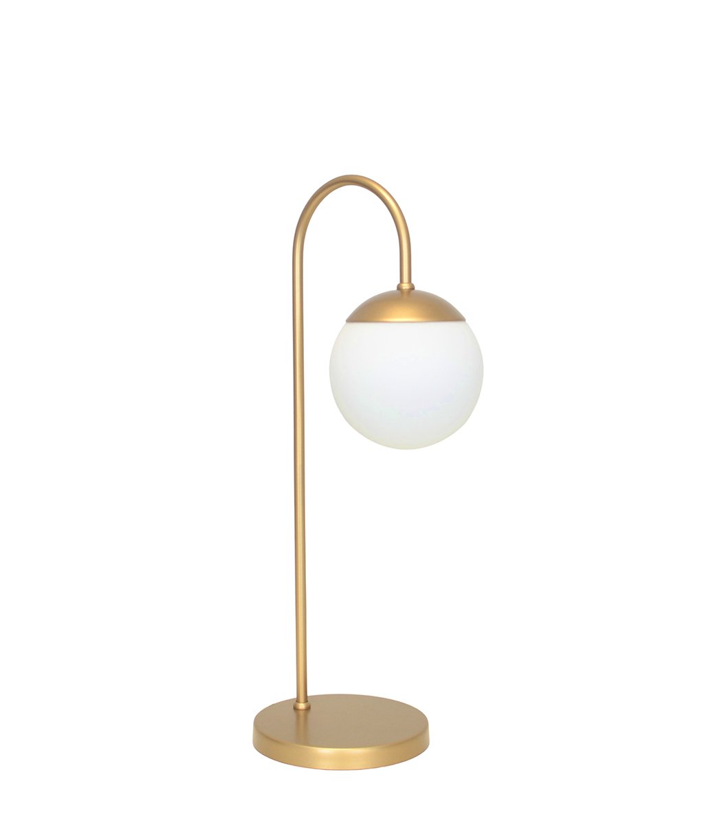 Abajur Luminária Mesa Jabuticaba Curvado Dourado Globo Vidro:dourado