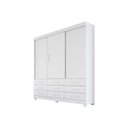 Ver imagem 1 de Guarda Roupa Solteiro Rei de Casa Neve 3 Portas Correr 9 Gavetas MDP Neve 180cm
