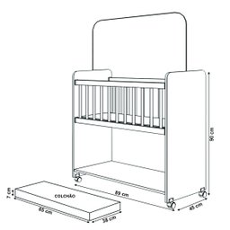 Mini Berço Compacto Portátil para Bebê com Rodízio Colchão Suporte para Mosquiteiro e Prateleira Bra - 5