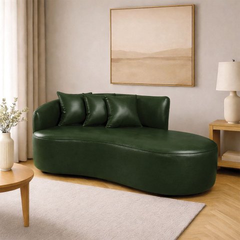 Sofá 3 Lugares Orgânico 180 Cm Morgan Sintético Pu Verde D03 - D'rossi