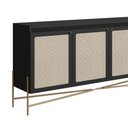 Ver imagem 3 de Balcão Buffet 3 Portas Oslo Artesano 183 Cm (largura) Mdp Nero Palha Sintética Bege Pé Metal