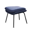 Ver imagem 6 de Poltrona Womb Chair com Puff Linho Base Preta Linha Premium Design Moderno Quarto Leitura - Azul