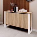 Ver imagem 7 de Aparador Balcão F5 Office 3 Portas sem Gavetas MDP 136cm Macadâmia com Branco