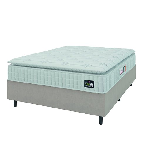 Cama Box Colchão Casal Espuma D45 Lazio Pillow Top 138x188x67cm Branco / Bege Hellen