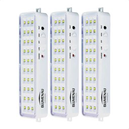 Kit 3 Luminárias de Emergência Blumenau 30 Leds Recarregável Bivolt - 1
