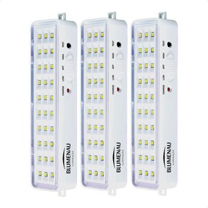 Kit 3 Luminárias de Emergência Blumenau 30 Leds Recarregável Bivolt