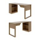 Ver imagem 5 de Escrivaninha 160cm X 60cm Estante Lateral com 2 Prateleiras Cor:amêndoa
