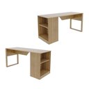 Ver imagem 6 de Escrivaninha 160cm X 60cm Estante Lateral com 2 Prateleiras Cor:amêndoa