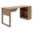Ver imagem 3 de Escrivaninha 160cm X 60cm Estante Lateral com 2 Prateleiras Cor:amêndoa